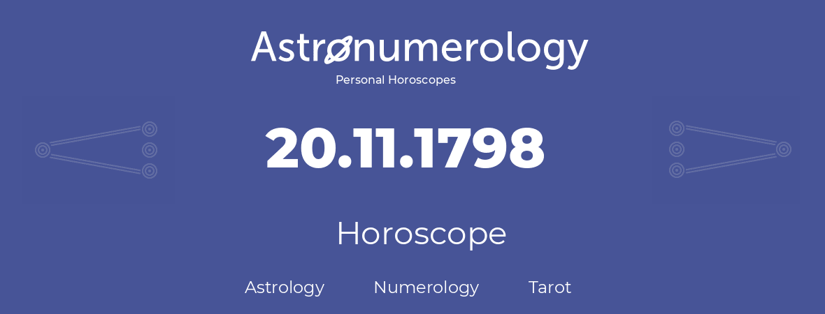 Horoscope for birthday (born day): 20.11.1798 (November 20, 1798)