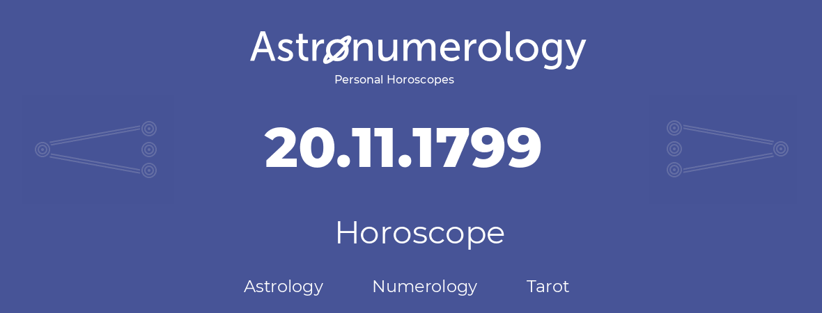 Horoscope for birthday (born day): 20.11.1799 (November 20, 1799)