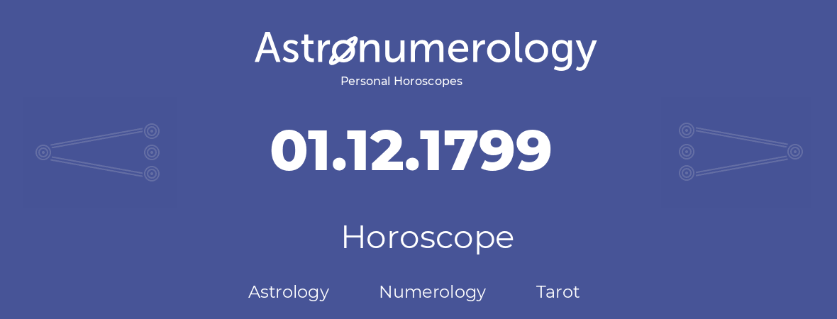Horoscope for birthday (born day): 01.12.1799 (December 01, 1799)