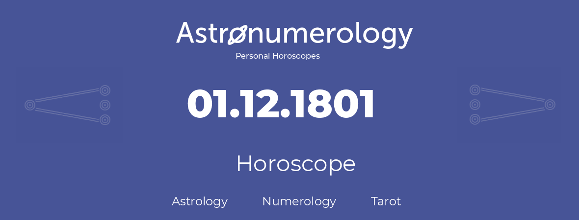 Horoscope for birthday (born day): 01.12.1801 (December 01, 1801)
