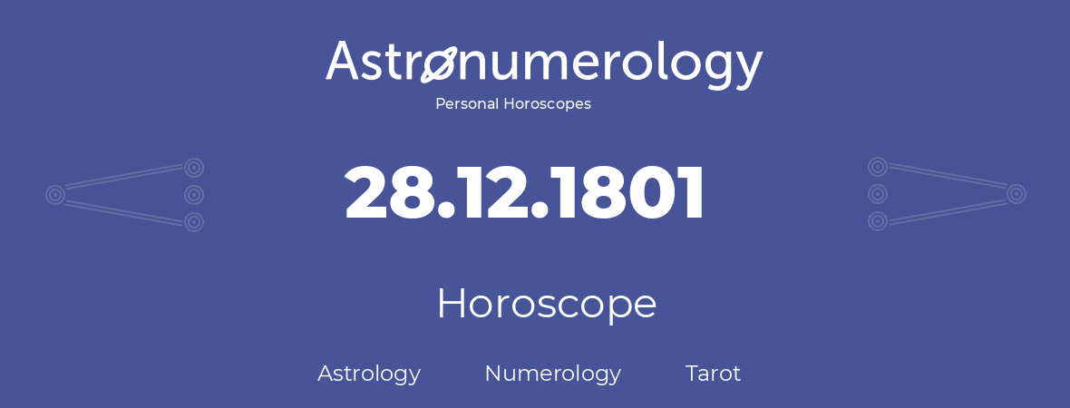 Horoscope for birthday (born day): 28.12.1801 (December 28, 1801)