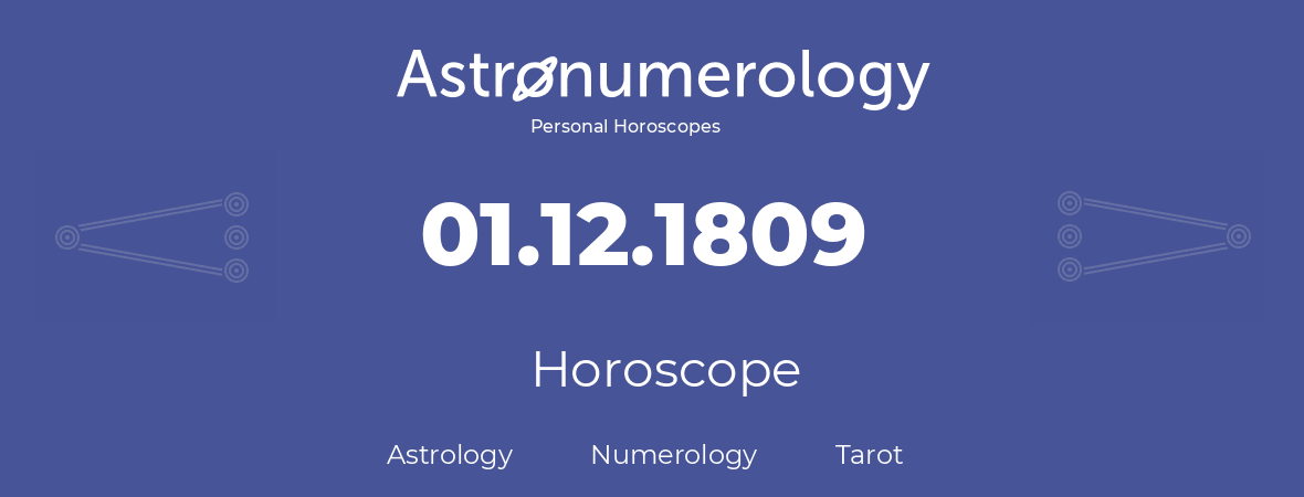 Horoscope for birthday (born day): 01.12.1809 (December 1, 1809)