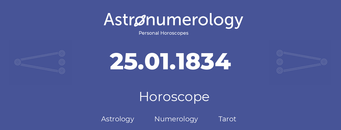 Horoscope for birthday (born day): 25.01.1834 (January 25, 1834)