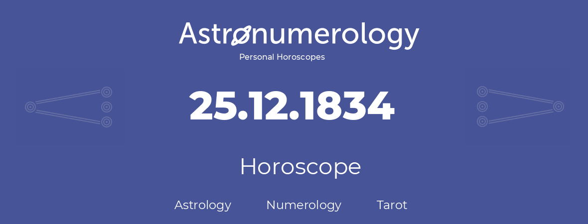 Horoscope for birthday (born day): 25.12.1834 (December 25, 1834)