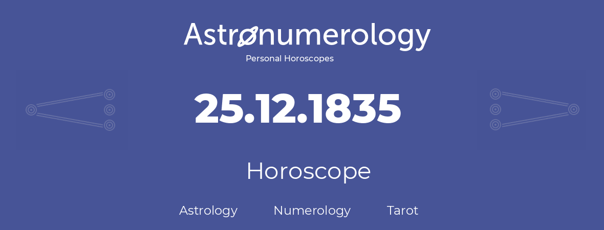 Horoscope for birthday (born day): 25.12.1835 (December 25, 1835)