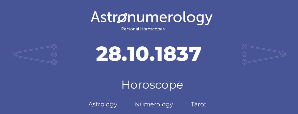 Horoscope for birthday (born day): 28.10.1837 (Oct 28, 1837)