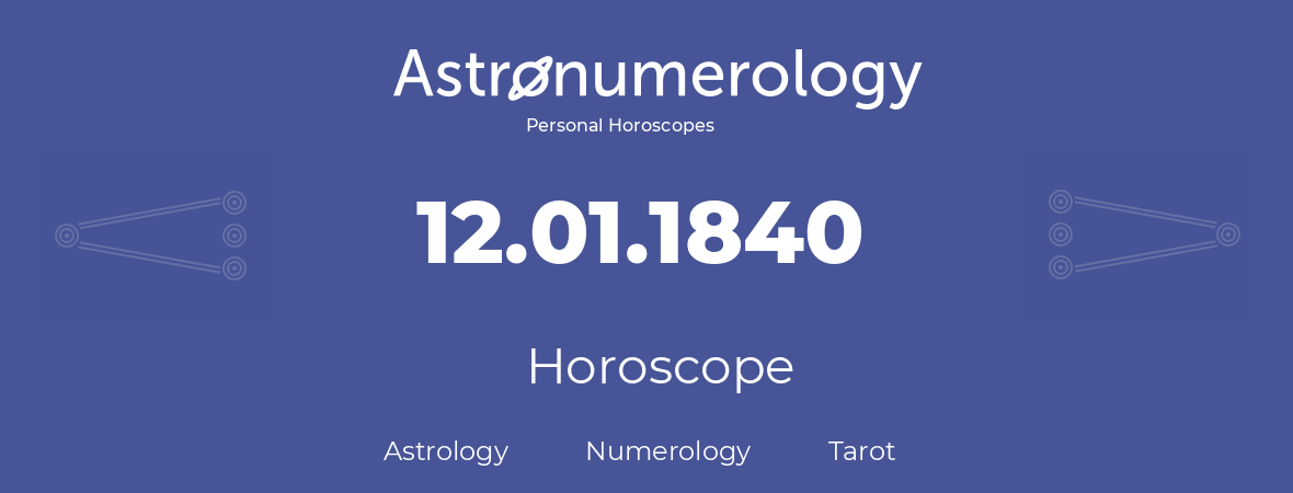 Horoscope for birthday (born day): 12.01.1840 (January 12, 1840)
