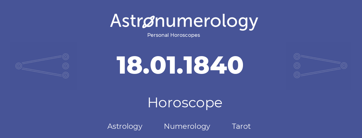 Horoscope for birthday (born day): 18.01.1840 (January 18, 1840)