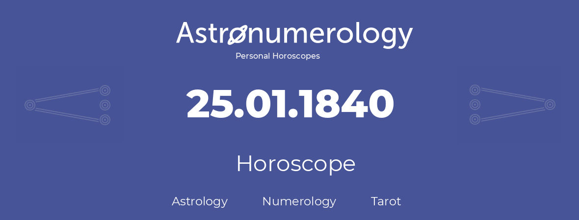 Horoscope for birthday (born day): 25.01.1840 (January 25, 1840)