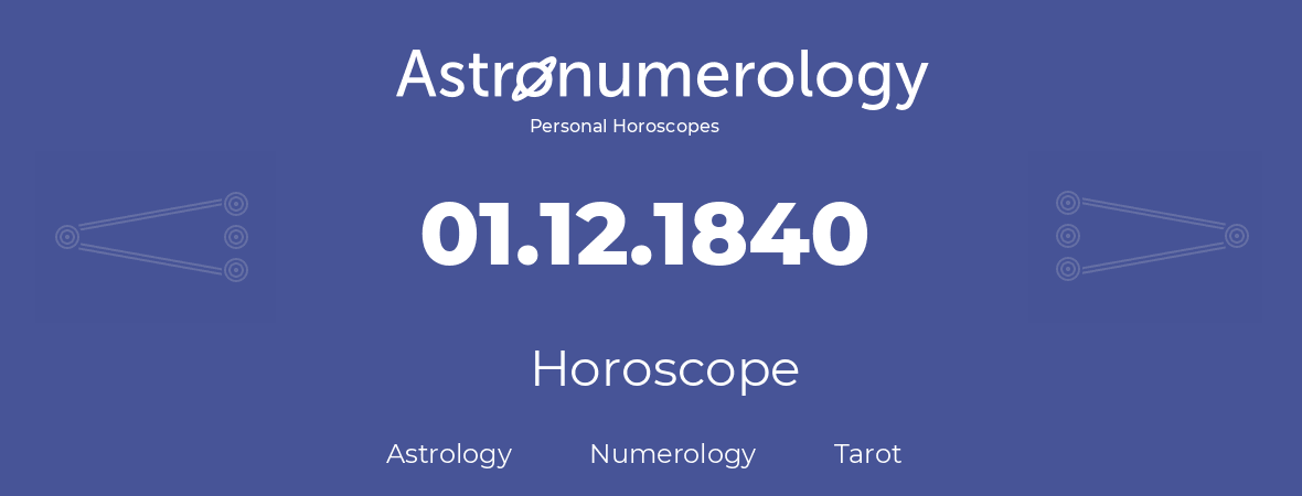 Horoscope for birthday (born day): 01.12.1840 (December 01, 1840)