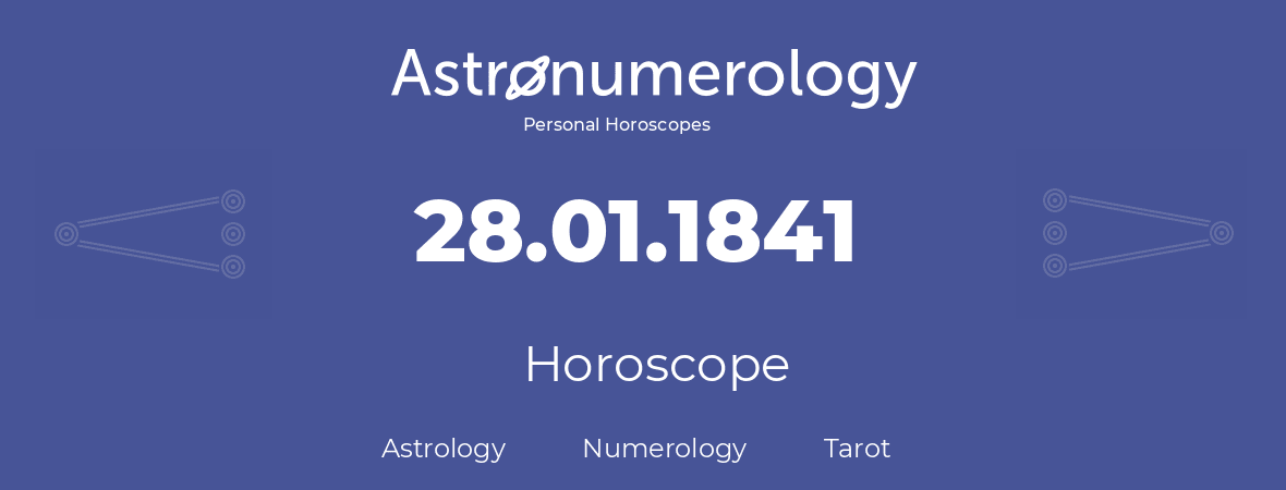 Horoscope for birthday (born day): 28.01.1841 (January 28, 1841)