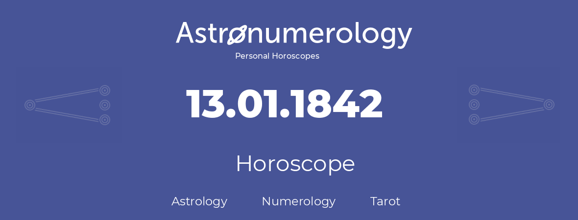 Horoscope for birthday (born day): 13.01.1842 (January 13, 1842)