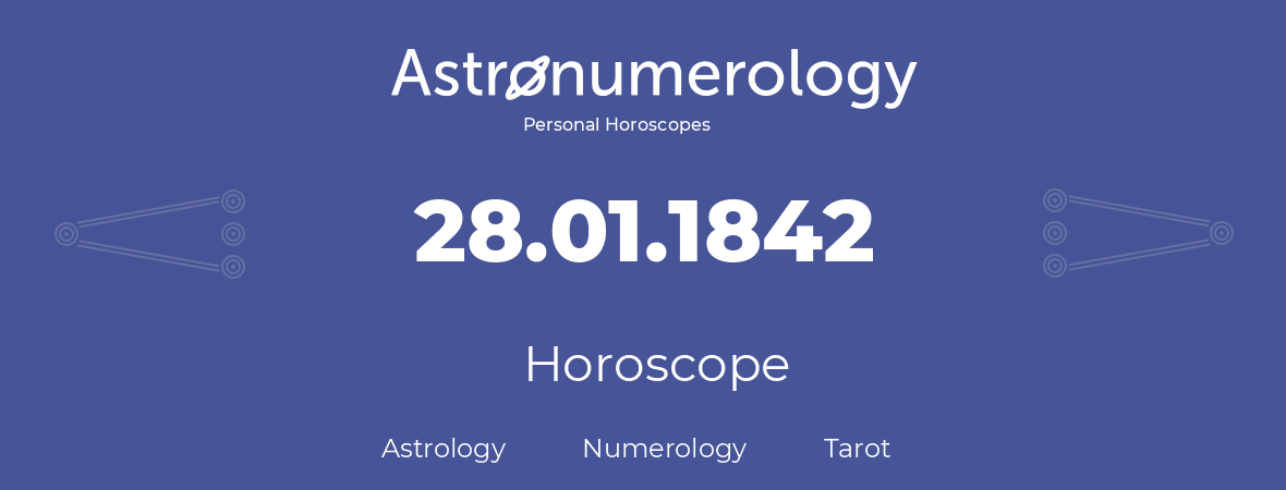 Horoscope for birthday (born day): 28.01.1842 (January 28, 1842)