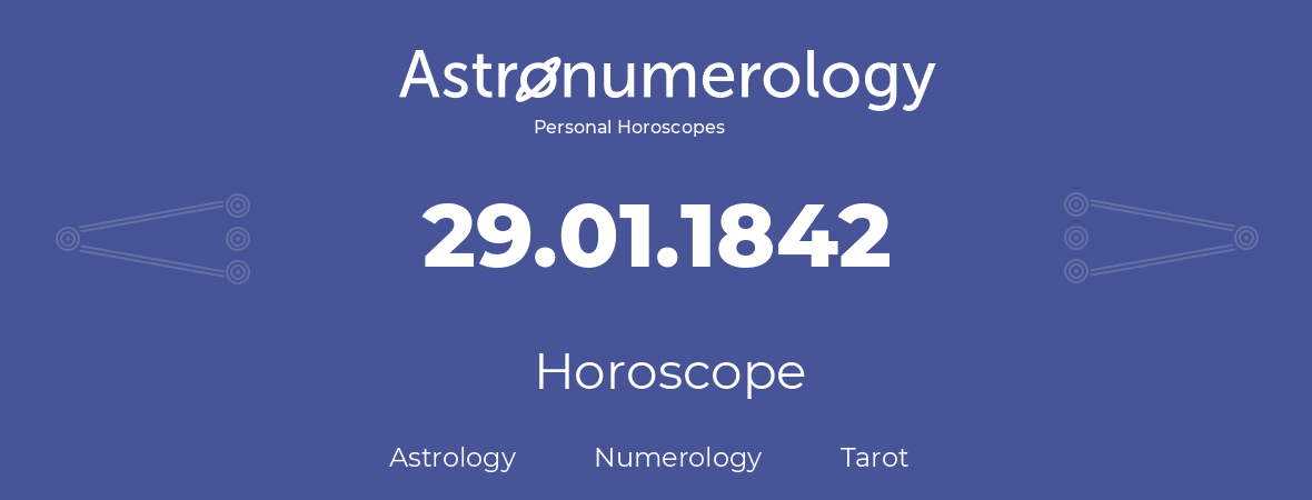 Horoscope for birthday (born day): 29.01.1842 (January 29, 1842)