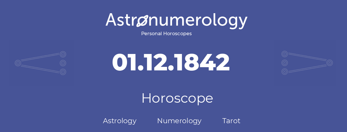Horoscope for birthday (born day): 01.12.1842 (December 1, 1842)