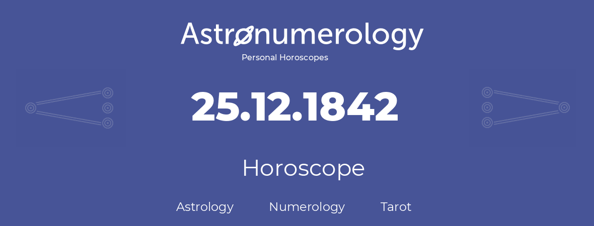 Horoscope for birthday (born day): 25.12.1842 (December 25, 1842)