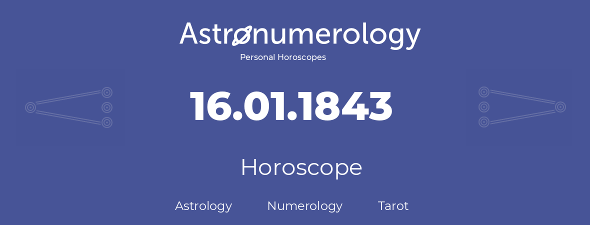 Horoscope for birthday (born day): 16.01.1843 (January 16, 1843)