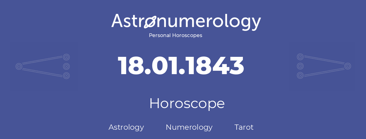 Horoscope for birthday (born day): 18.01.1843 (January 18, 1843)