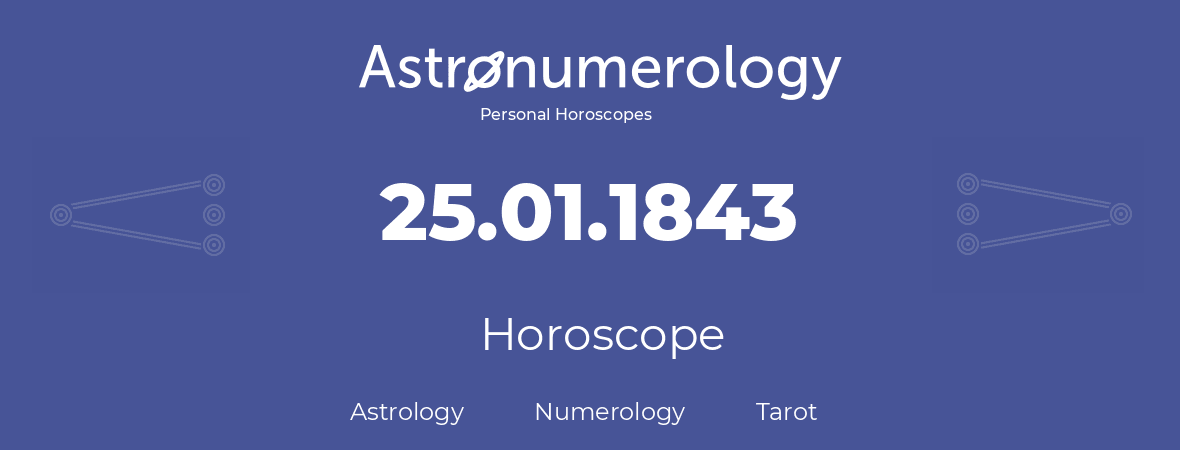 Horoscope for birthday (born day): 25.01.1843 (January 25, 1843)