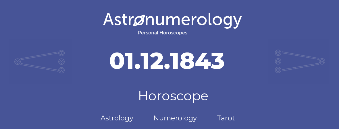 Horoscope for birthday (born day): 01.12.1843 (December 01, 1843)
