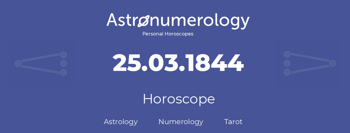 Horoscope for birthday (born day): 25.03.1844 (March 25, 1844)