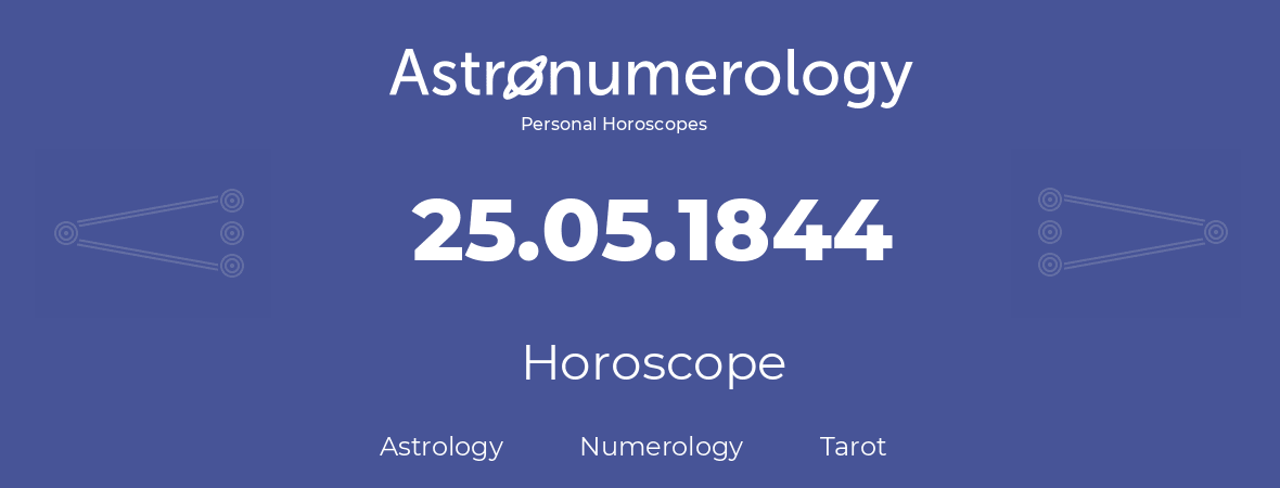 Horoscope for birthday (born day): 25.05.1844 (May 25, 1844)