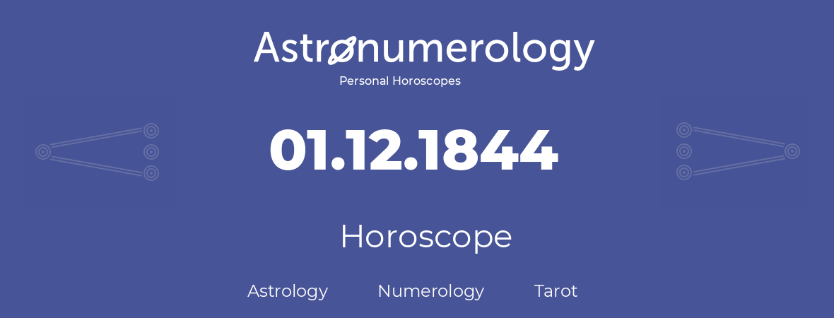 Horoscope for birthday (born day): 01.12.1844 (December 1, 1844)