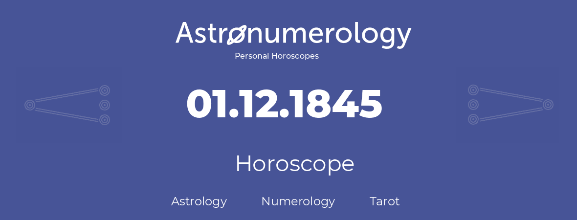 Horoscope for birthday (born day): 01.12.1845 (December 1, 1845)