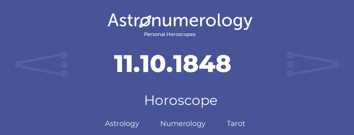 Horoscope for birthday (born day): 11.10.1848 (Oct 11, 1848)