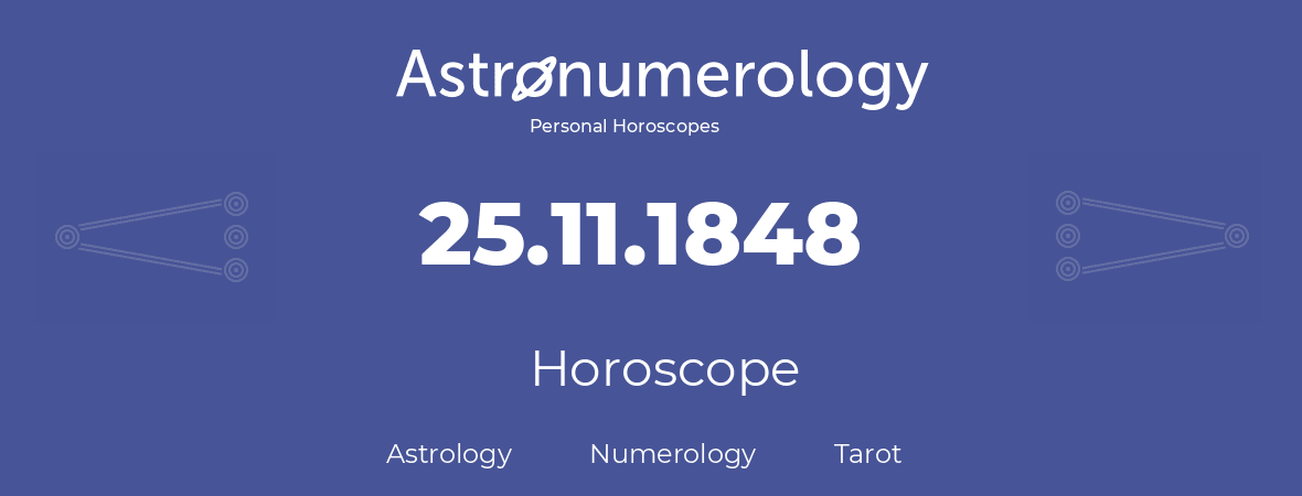 Horoscope for birthday (born day): 25.11.1848 (November 25, 1848)