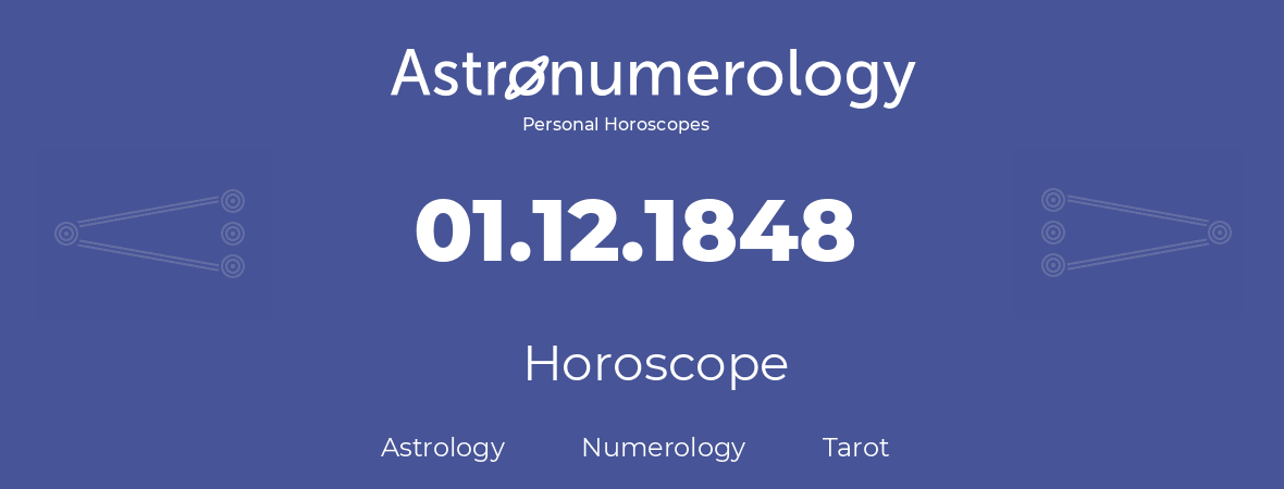 Horoscope for birthday (born day): 01.12.1848 (December 01, 1848)