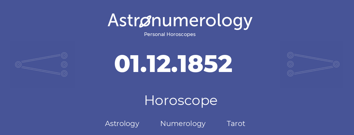 Horoscope for birthday (born day): 01.12.1852 (December 1, 1852)