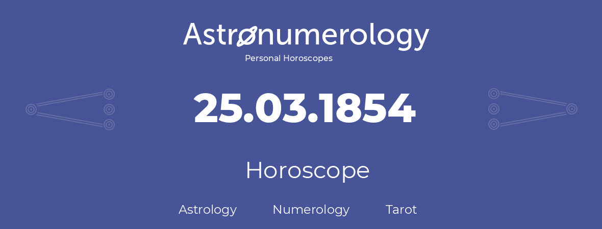 Horoscope for birthday (born day): 25.03.1854 (March 25, 1854)