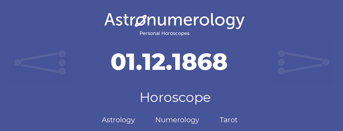 Horoscope for birthday (born day): 01.12.1868 (December 1, 1868)