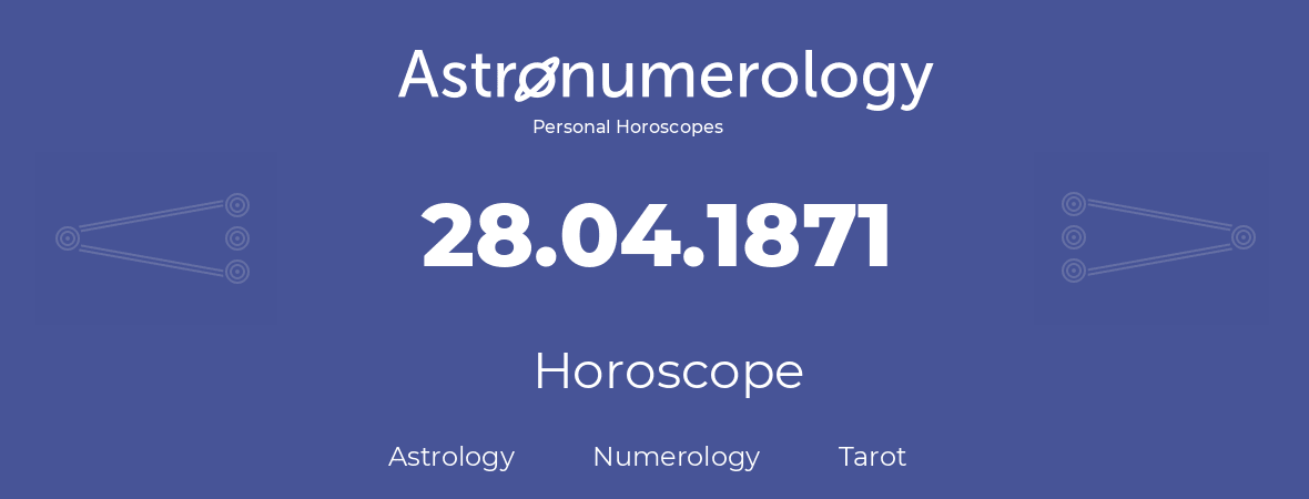 Horoscope for birthday (born day): 28.04.1871 (April 28, 1871)