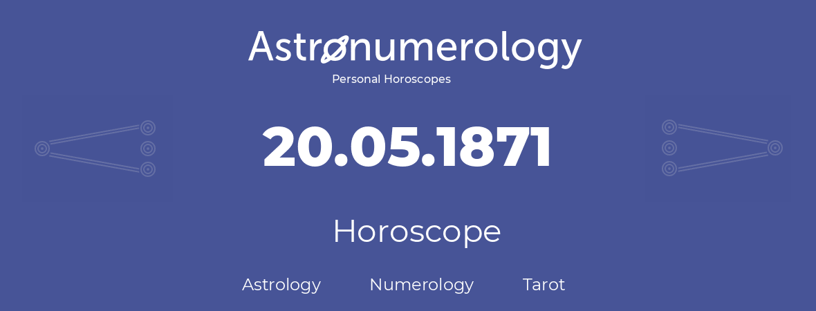 Horoscope for birthday (born day): 20.05.1871 (May 20, 1871)