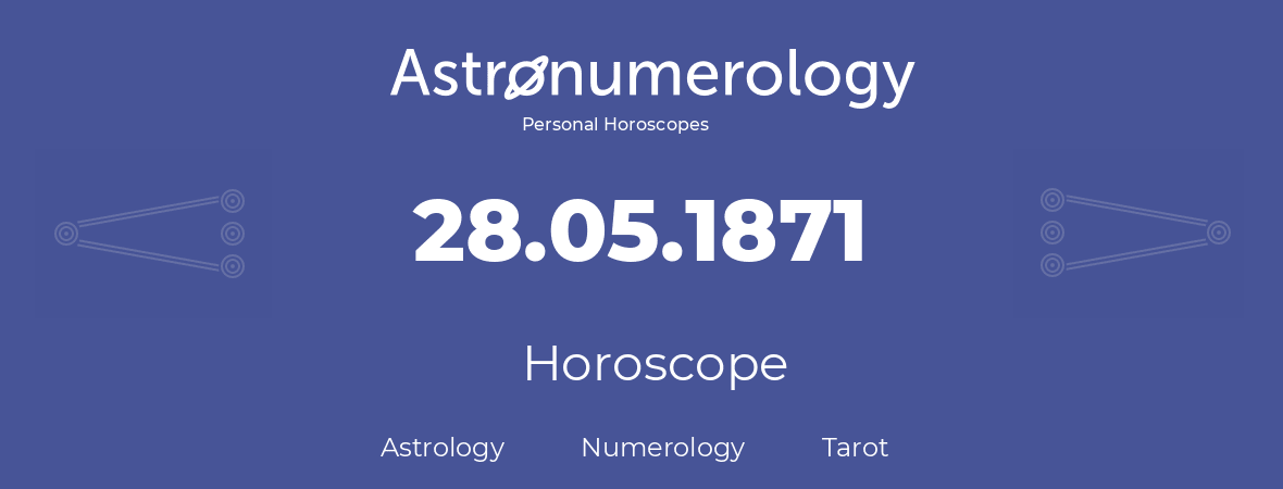 Horoscope for birthday (born day): 28.05.1871 (May 28, 1871)