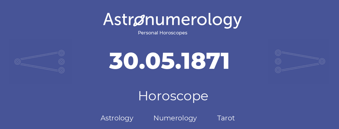 Horoscope for birthday (born day): 30.05.1871 (May 30, 1871)