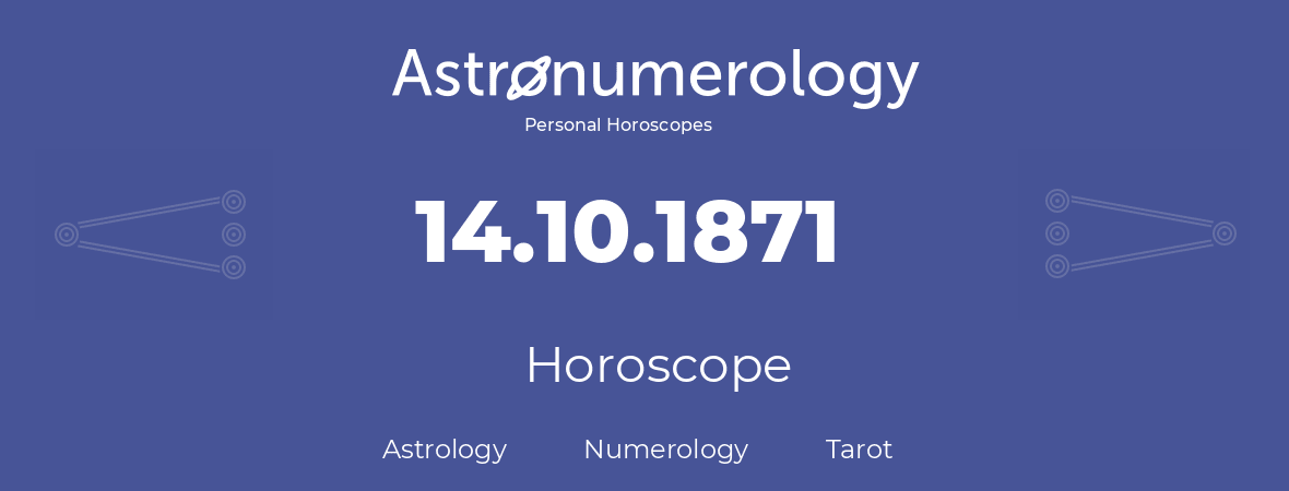 Horoscope for birthday (born day): 14.10.1871 (Oct 14, 1871)