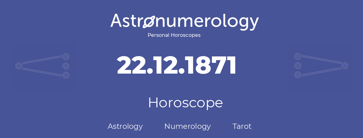 Horoscope for birthday (born day): 22.12.1871 (December 22, 1871)