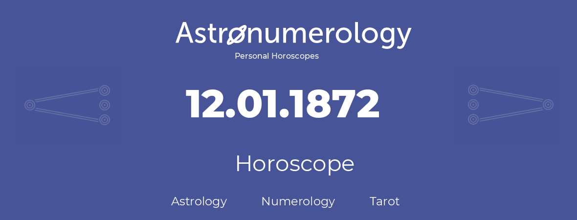 Horoscope for birthday (born day): 12.01.1872 (January 12, 1872)