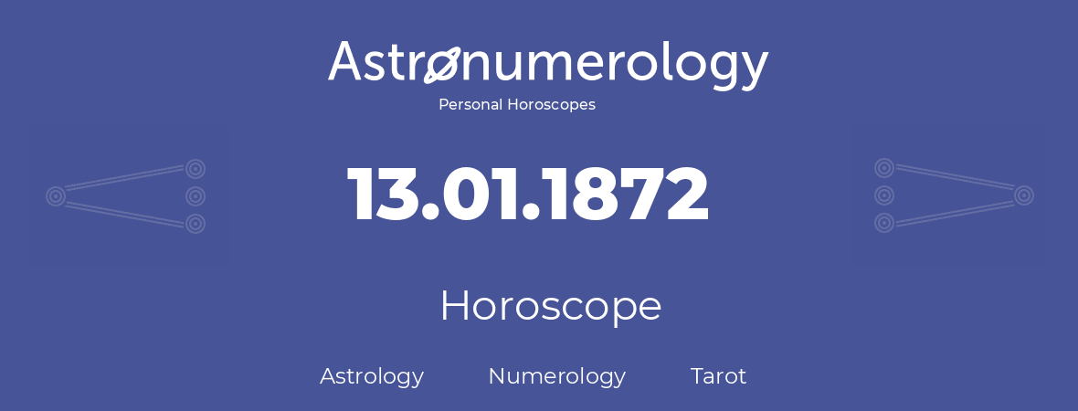 Horoscope for birthday (born day): 13.01.1872 (January 13, 1872)