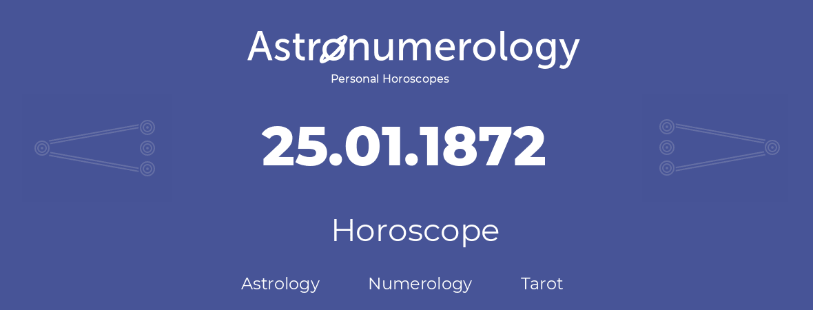Horoscope for birthday (born day): 25.01.1872 (January 25, 1872)