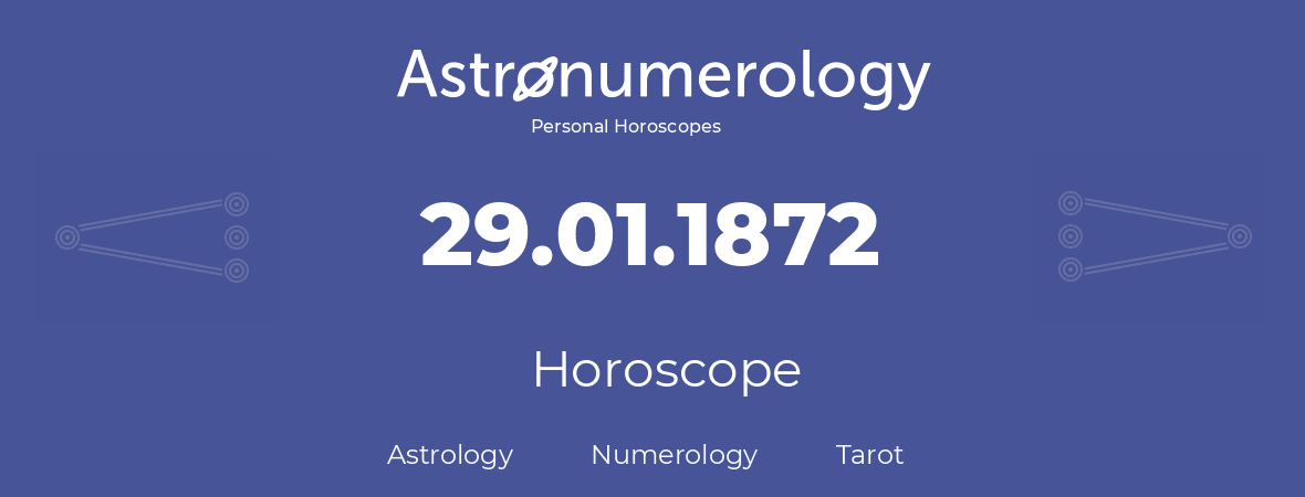 Horoscope for birthday (born day): 29.01.1872 (January 29, 1872)