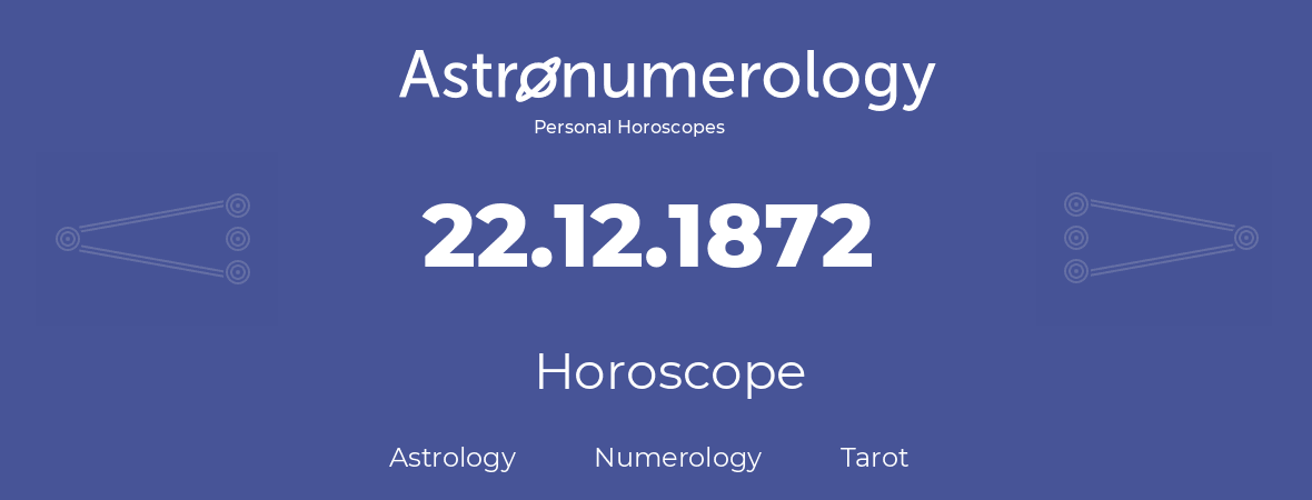 Horoscope for birthday (born day): 22.12.1872 (December 22, 1872)