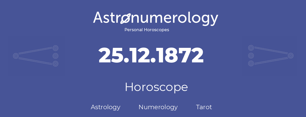 Horoscope for birthday (born day): 25.12.1872 (December 25, 1872)