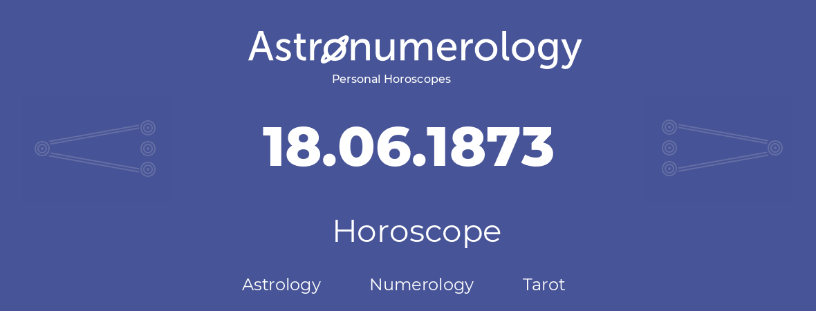 Horoscope for birthday (born day): 18.06.1873 (June 18, 1873)