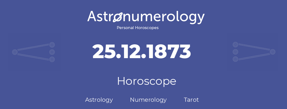 Horoscope for birthday (born day): 25.12.1873 (December 25, 1873)