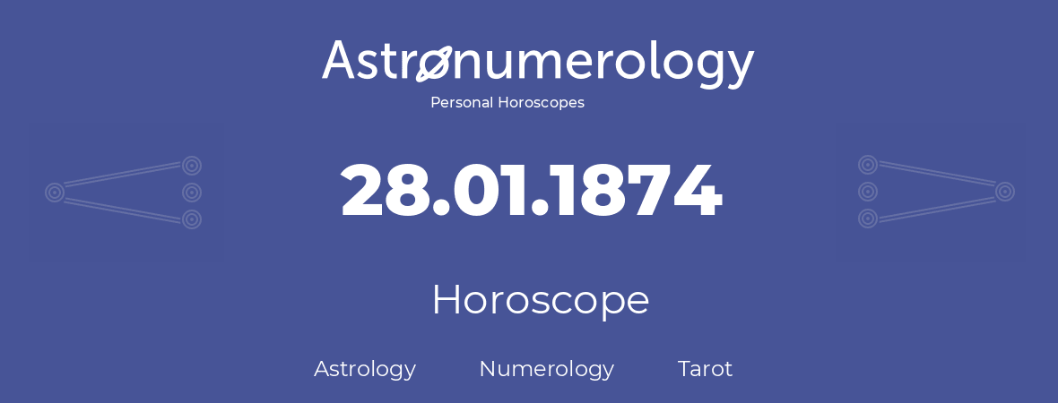 Horoscope for birthday (born day): 28.01.1874 (January 28, 1874)
