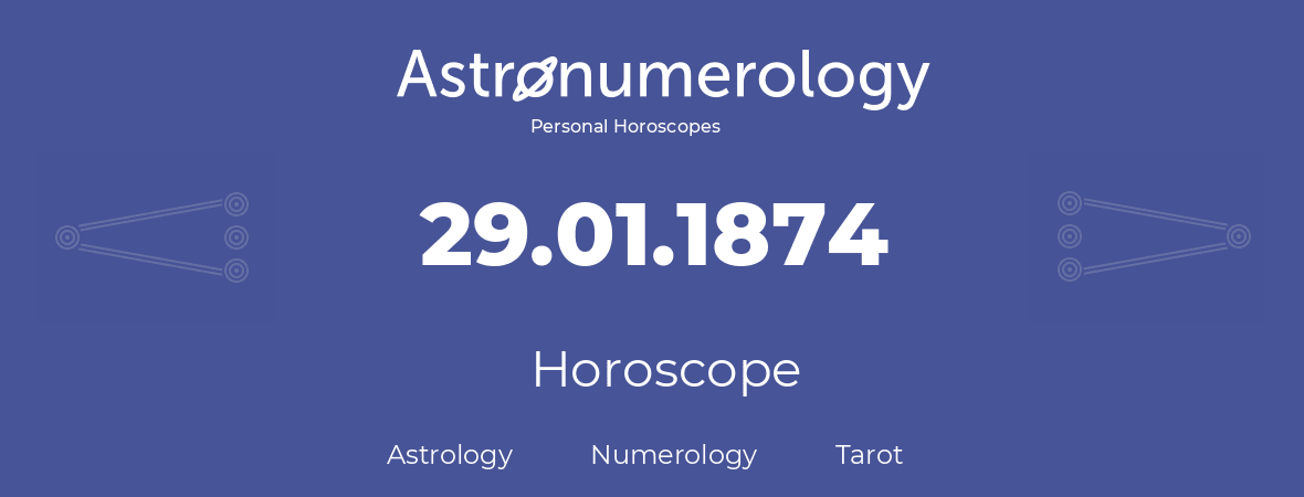 Horoscope for birthday (born day): 29.01.1874 (January 29, 1874)